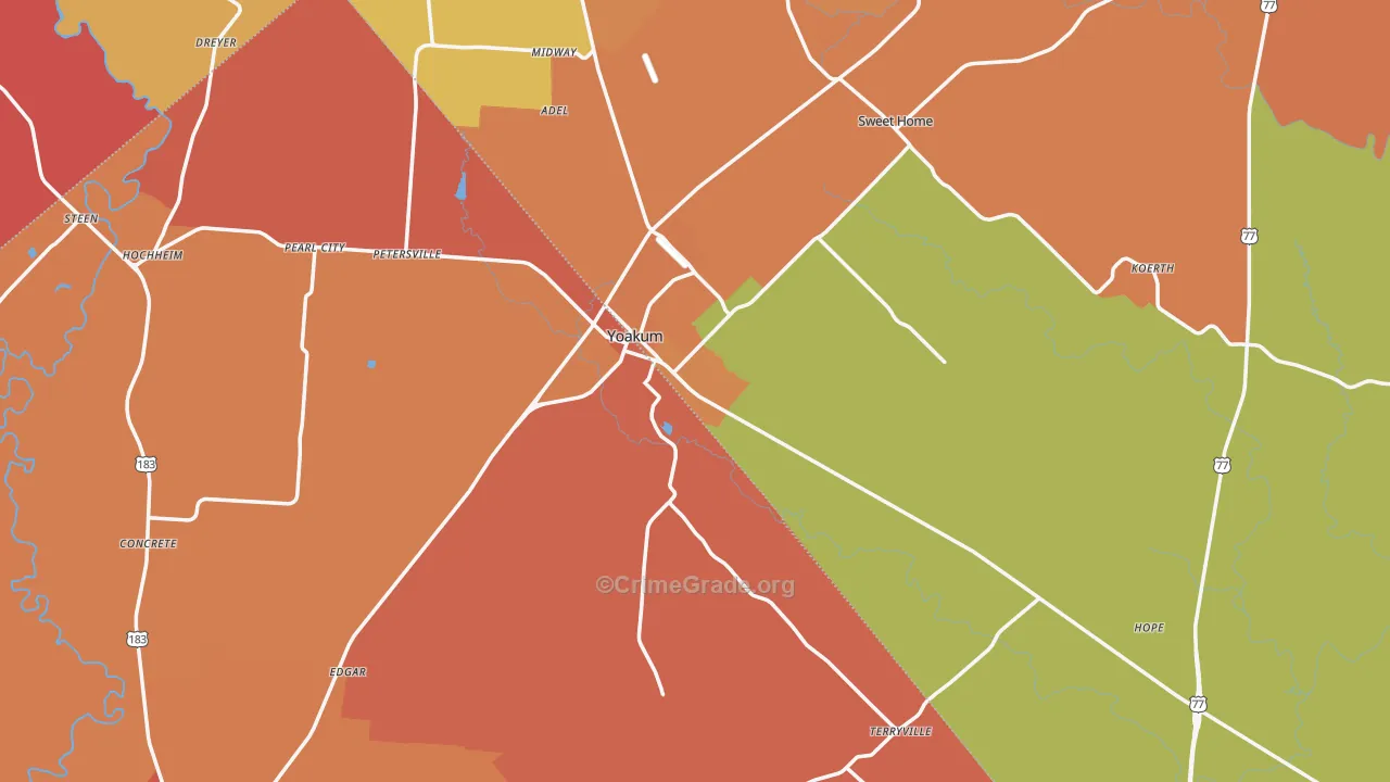 Yoakum, TX Map of Murder Rates