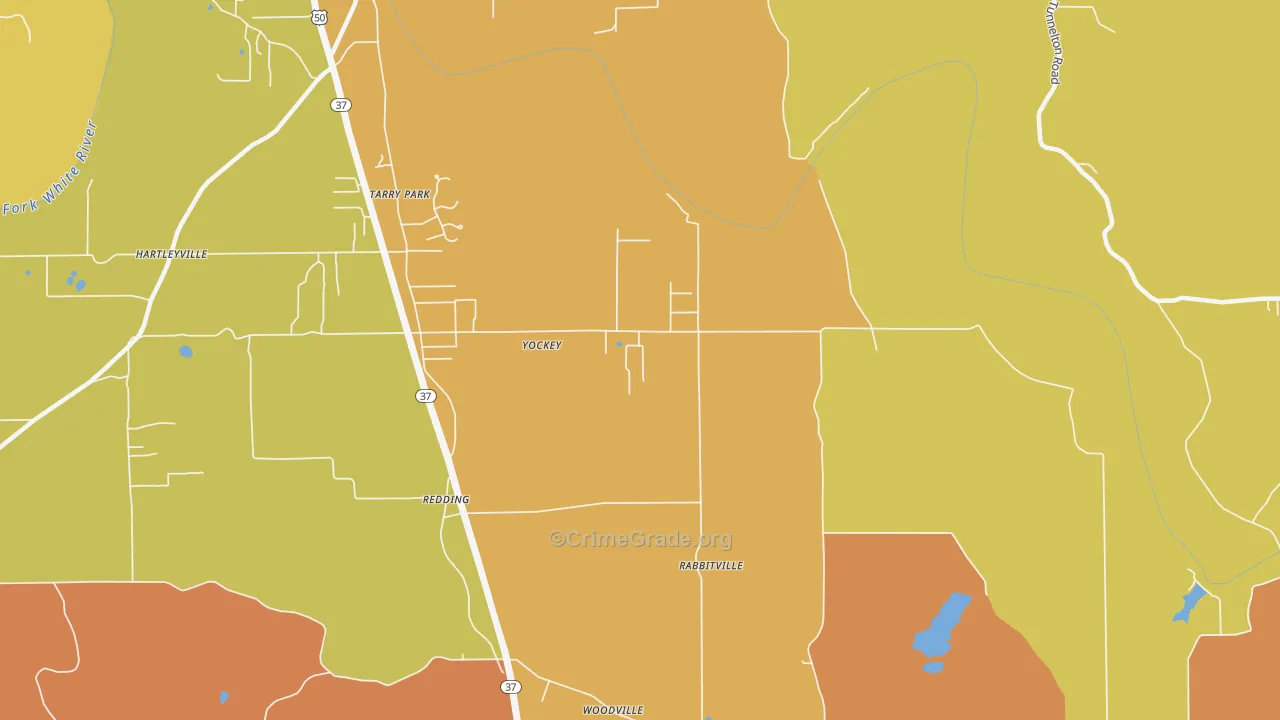 Yockey, IN Map of Murder Rates