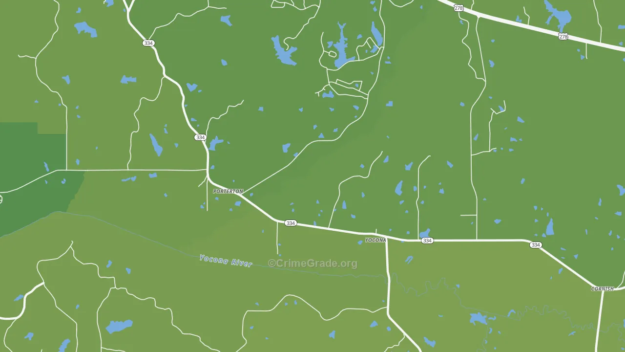 Yocona, MS Map of Murder Rates