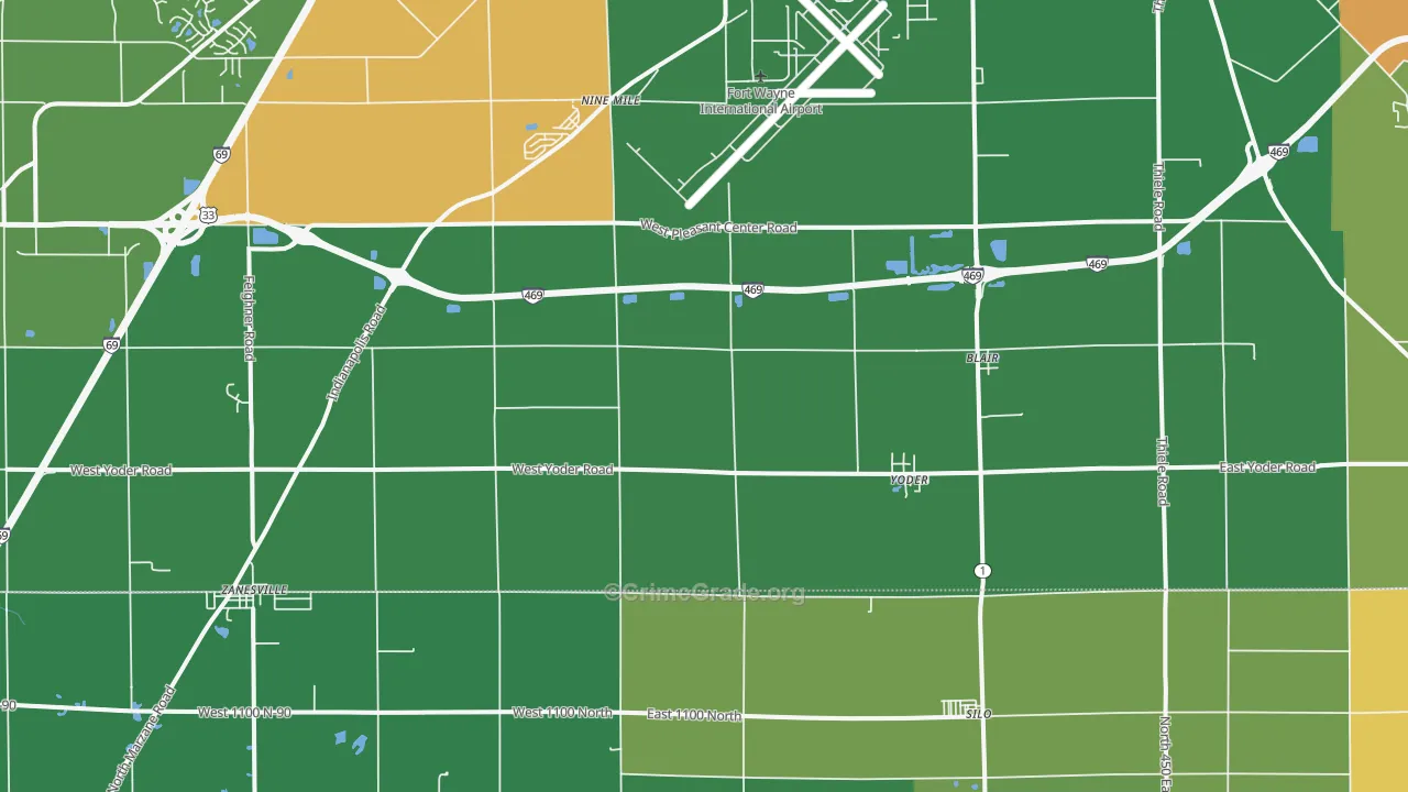 Yoder, IN Map of Murder Rates