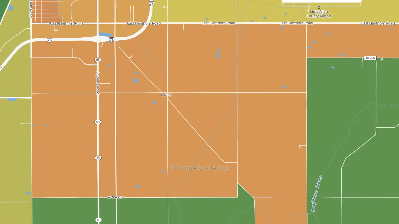 Yoder, OH Map of Murder Rates
