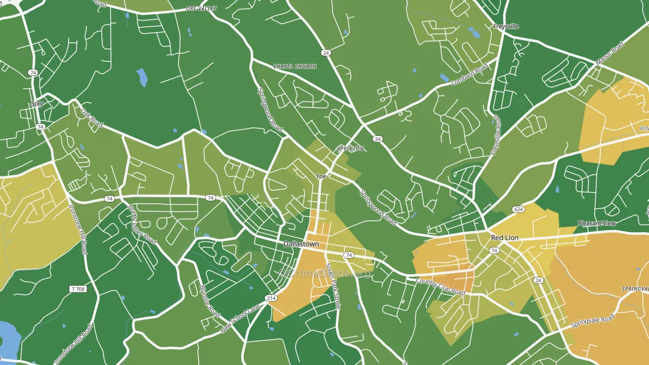 Yoe, PA Map of Murder Rates