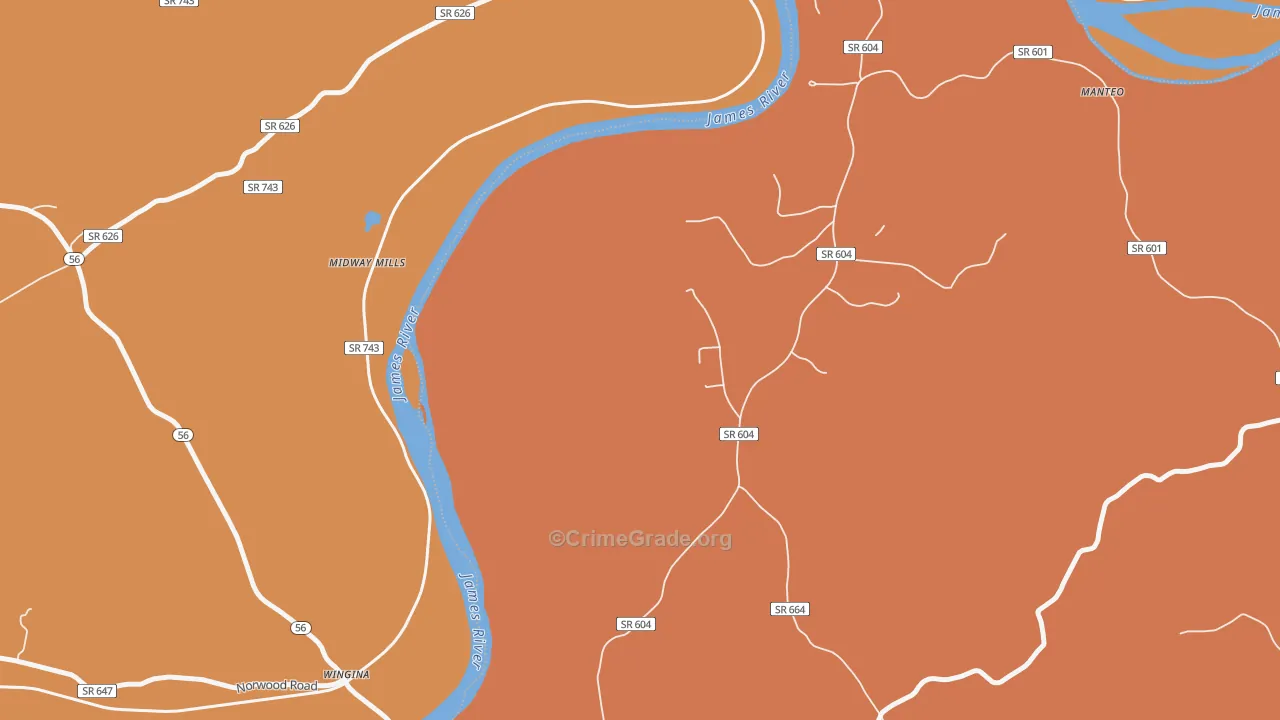 Yogaville, VA Map of Murder Rates