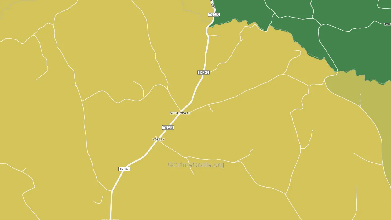 Yokley, TN Map of Murder Rates