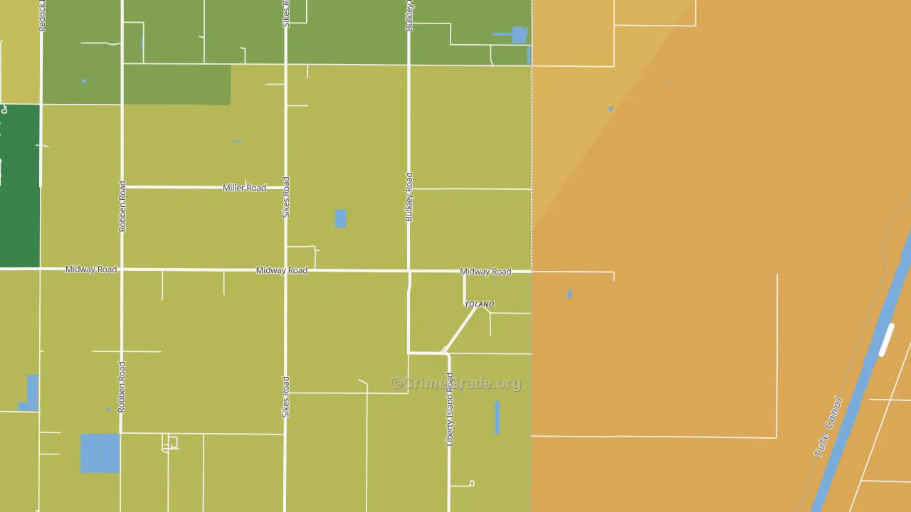 Yolano, CA Map of Murder Rates