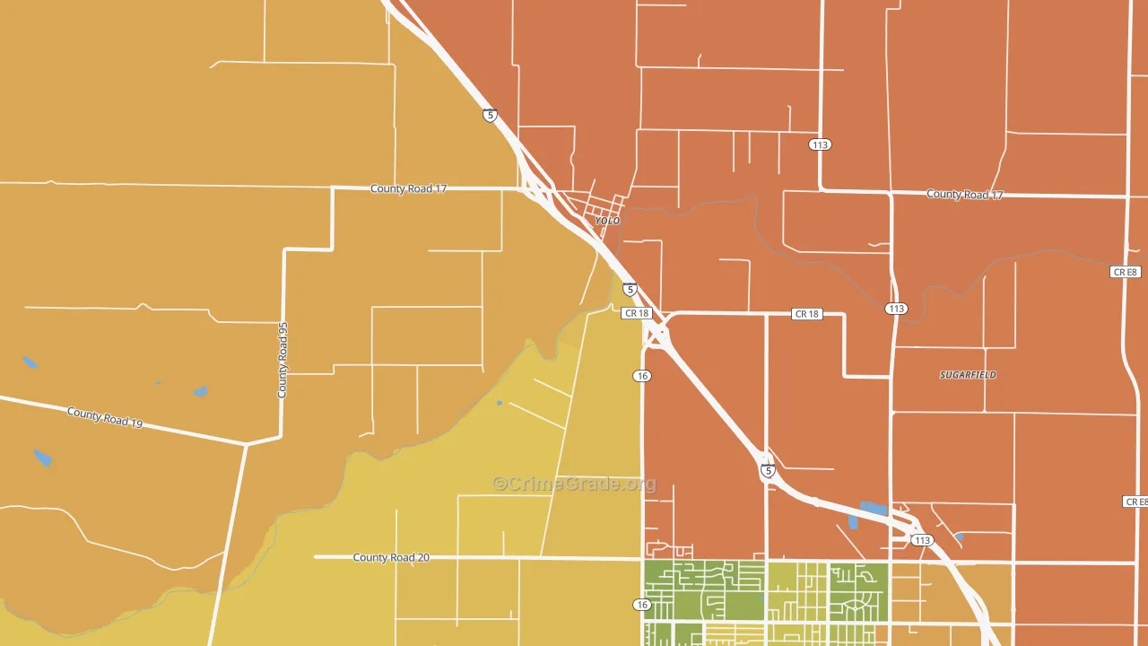 Yolo, CA Map of Murder Rates