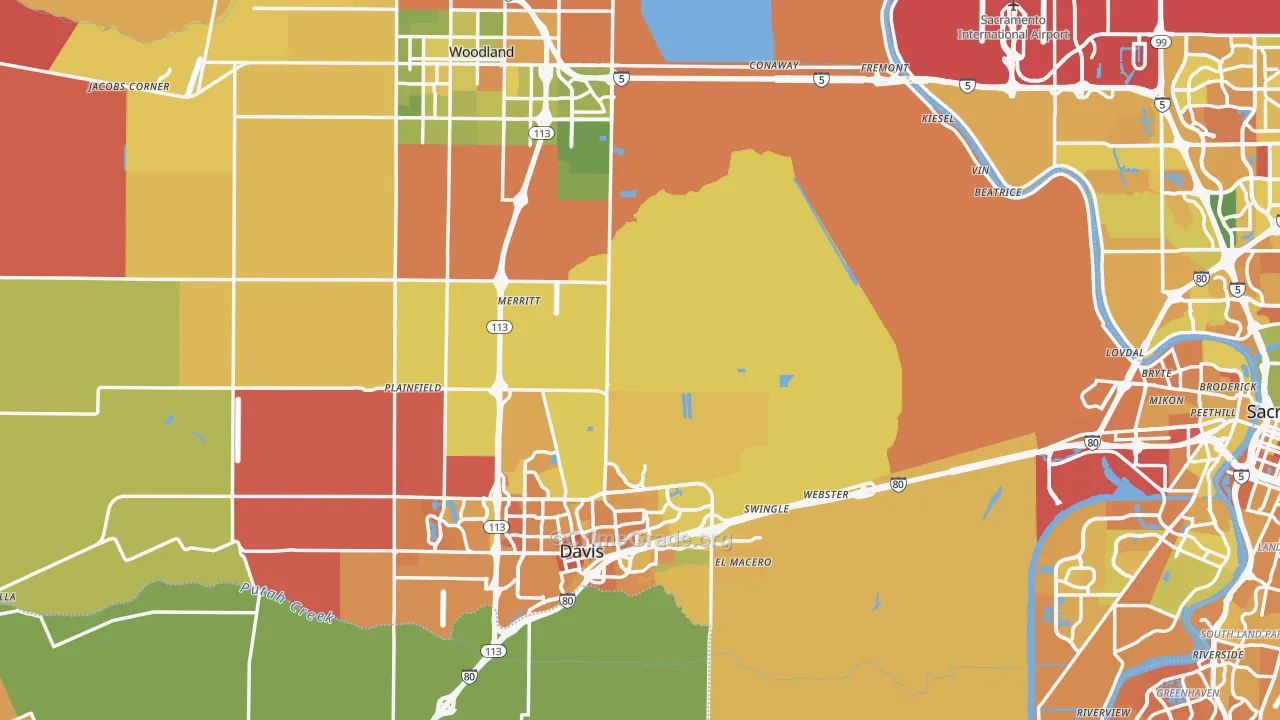 Yolo County, CA Map of Murder Rates