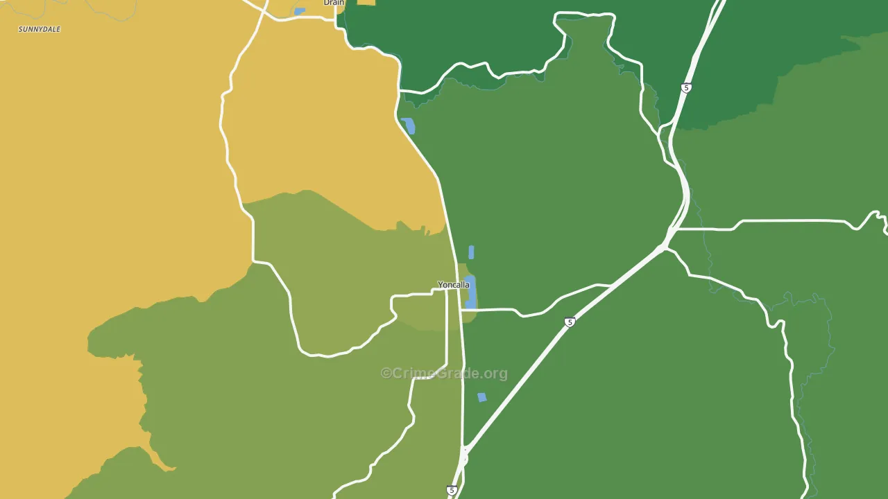 Yoncalla, OR Map of Murder Rates