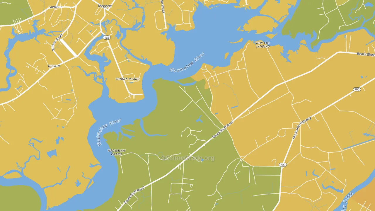 Yonges Island, SC Map of Murder Rates
