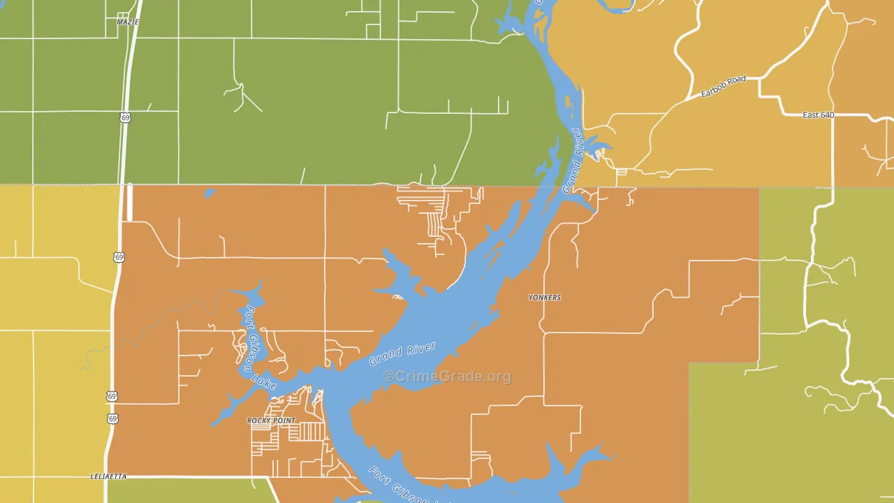 Yonkers, OK Map of Murder Rates