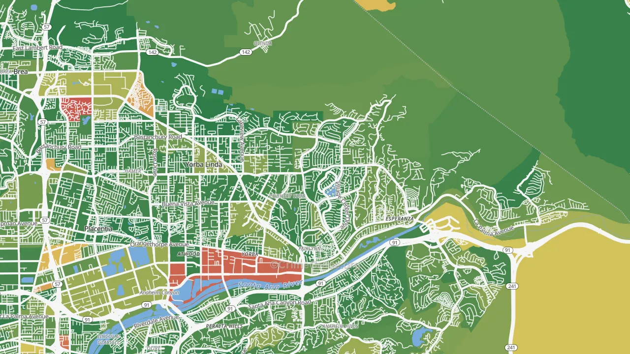 Yorba Linda, CA Map of Murder Rates