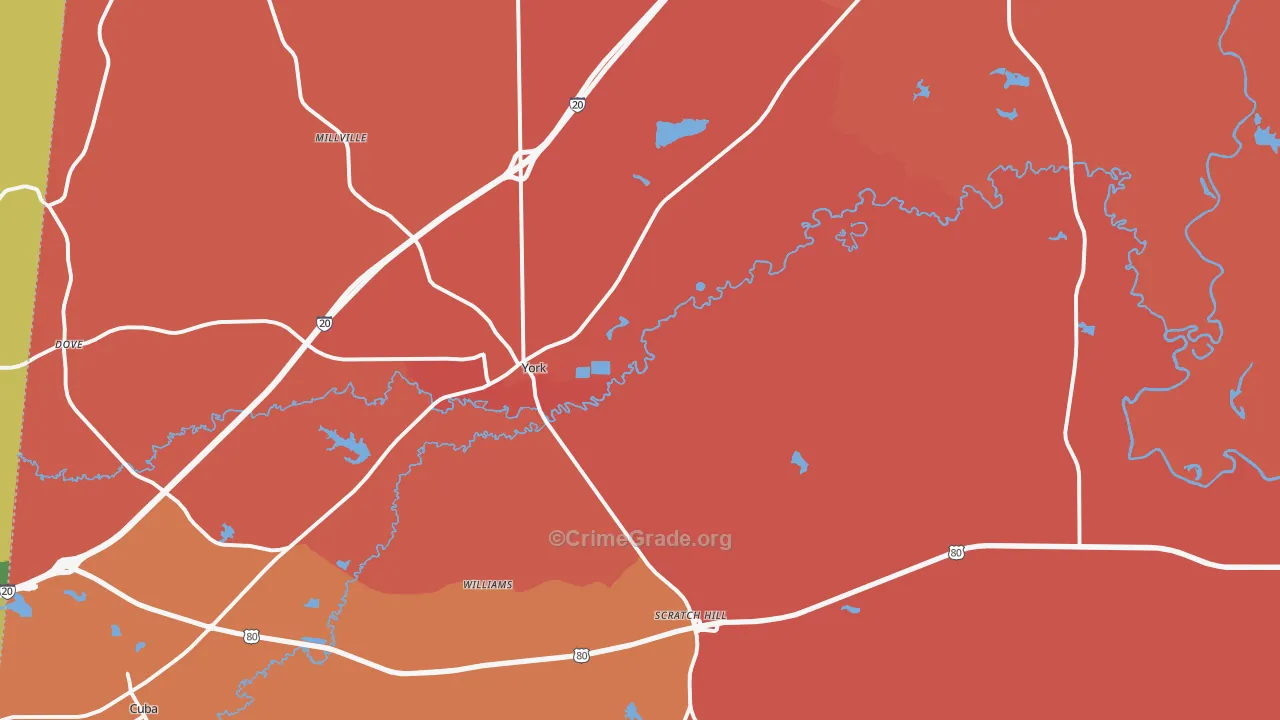 York, AL Map of Murder Rates