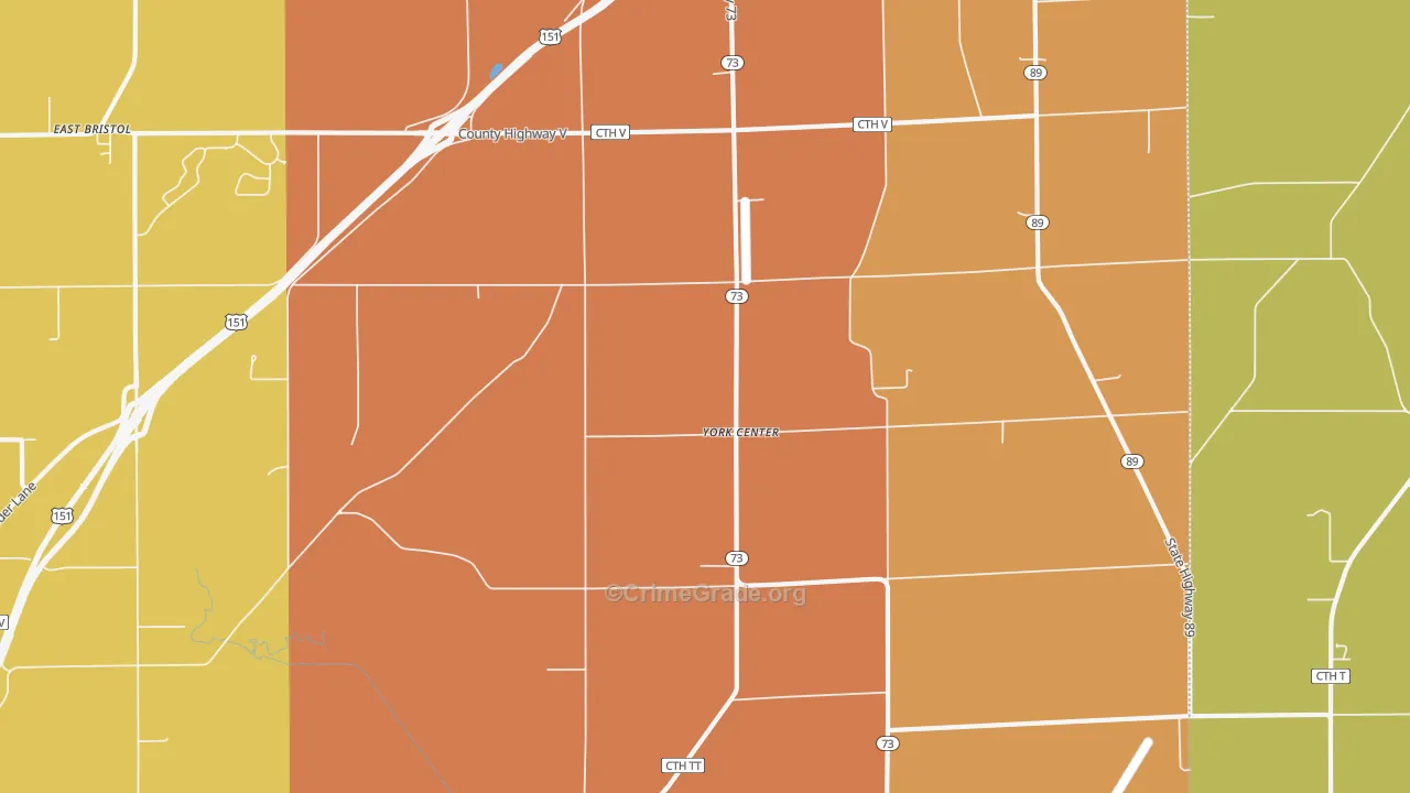 York Center, WI Map of Murder Rates