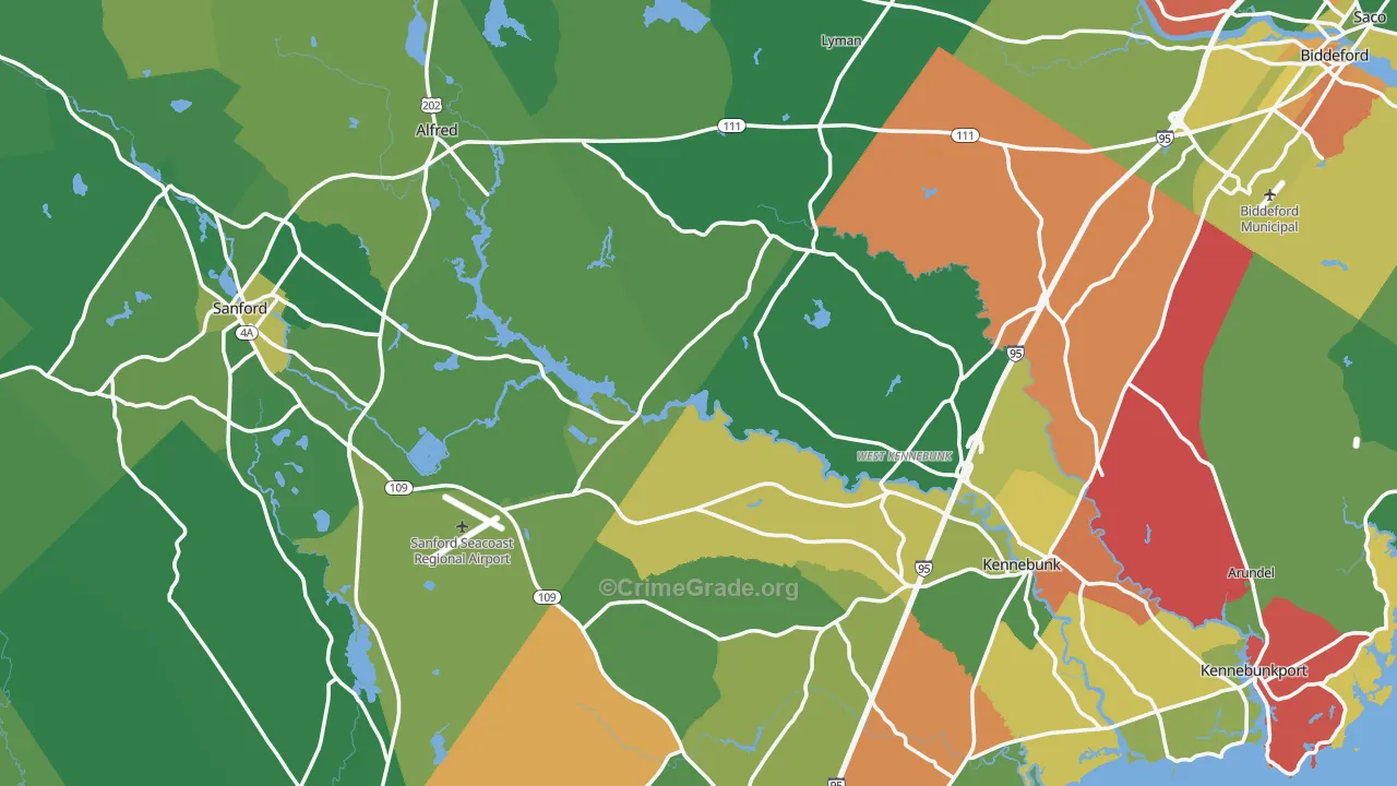 York County, ME Map of Murder Rates