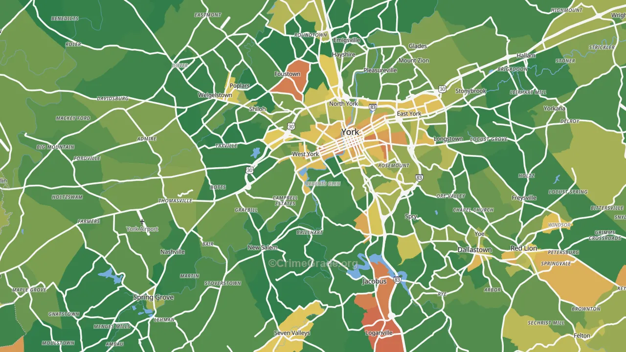 York County, PA Map of Murder Rates