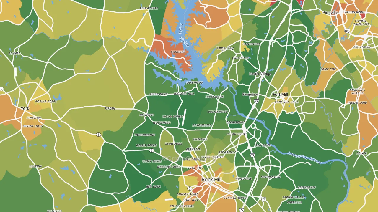 York County, SC Map of Murder Rates