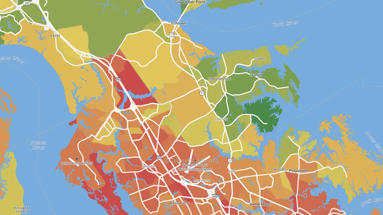 York County, VA Map of Murder Rates