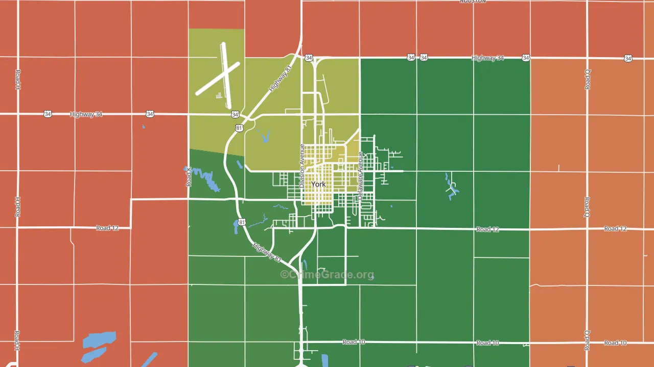 York, NE Map of Murder Rates