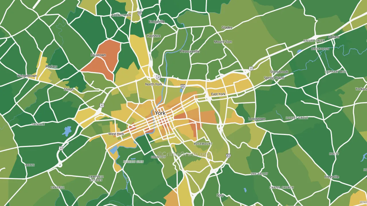 York, PA Map of Murder Rates