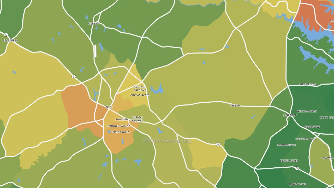 York, SC Map of Murder Rates