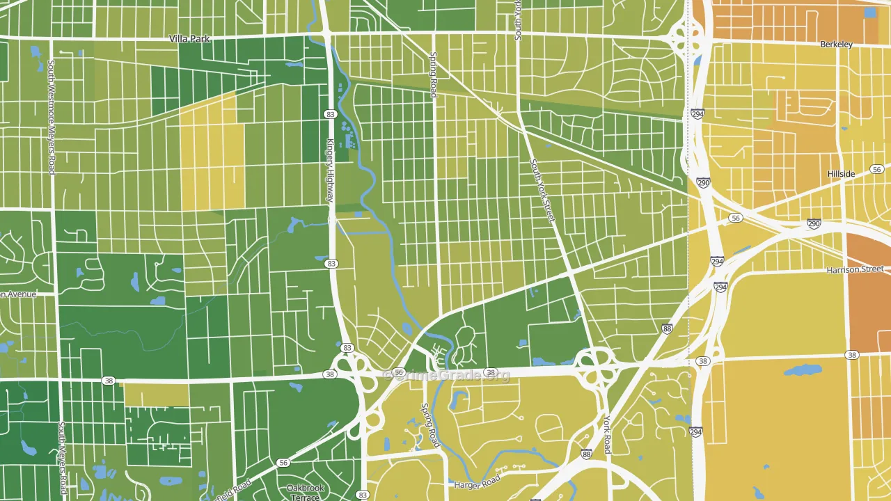Yorkfield, Elmhurst, IL Map of Murder Rates