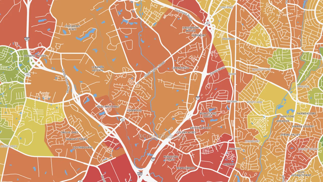 Yorkmount, Charlotte, NC Map of Murder Rates
