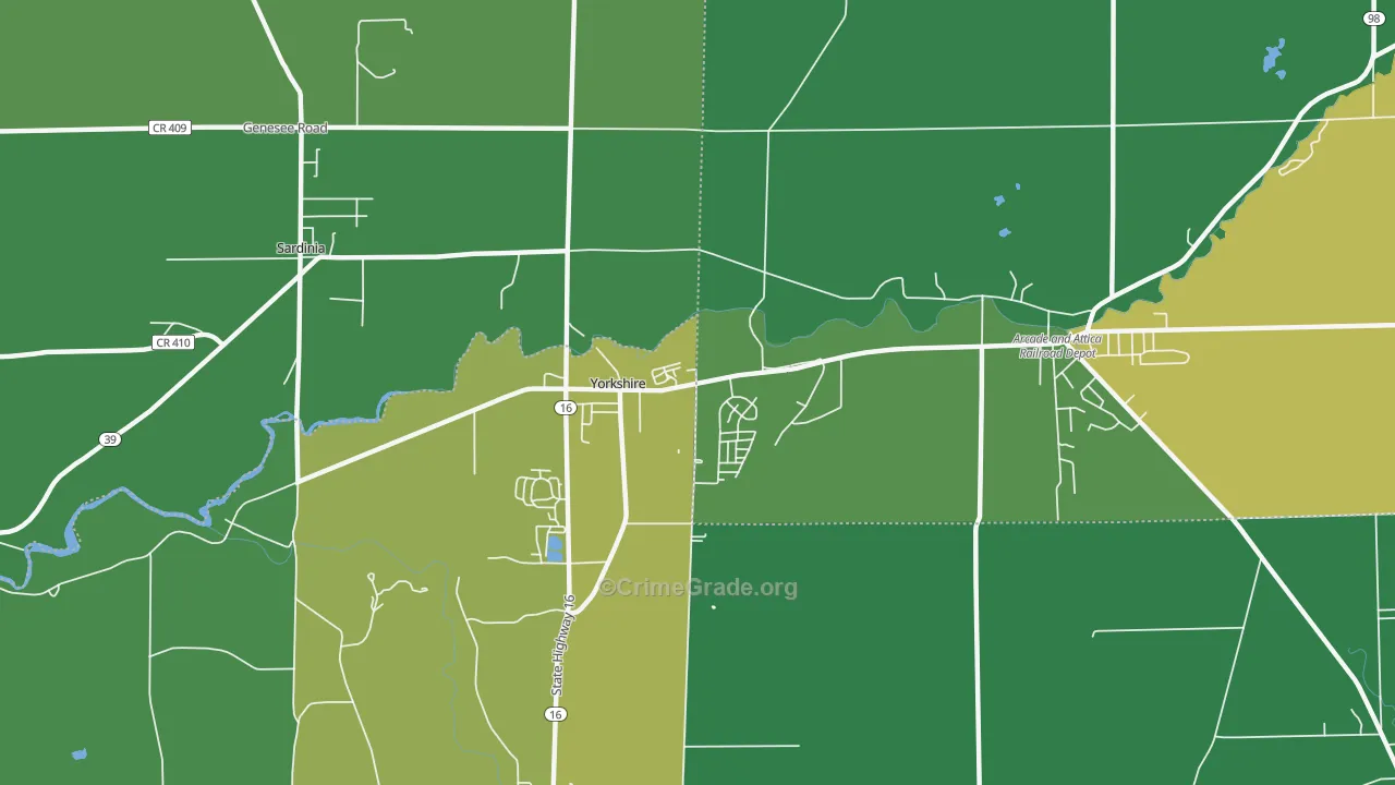 Yorkshire, NY Map of Murder Rates
