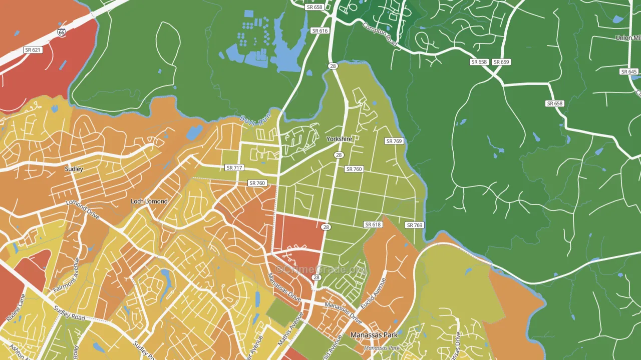 Yorkshire, VA Map of Murder Rates