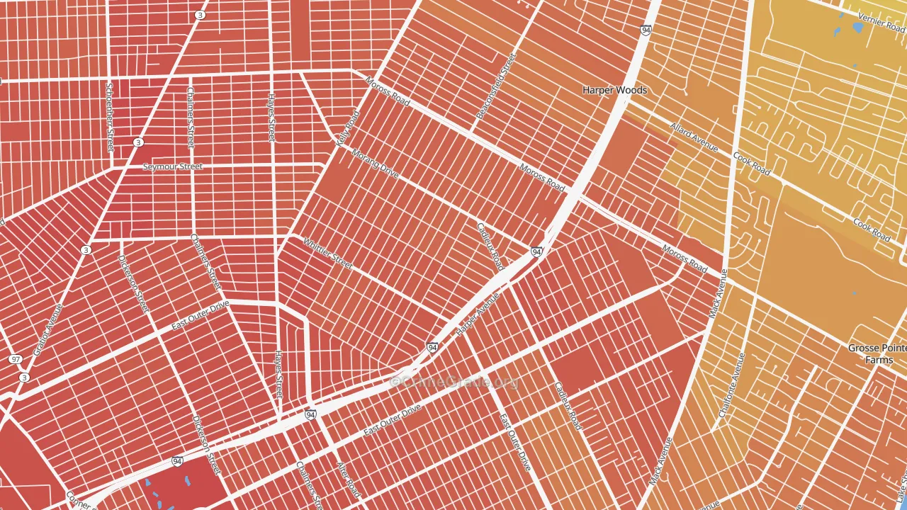 Yorkshire Woods, Detroit, MI Map of Murder Rates