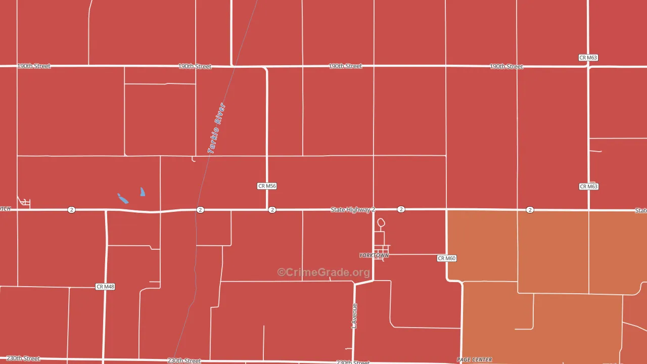 Yorktown, IA Map of Murder Rates