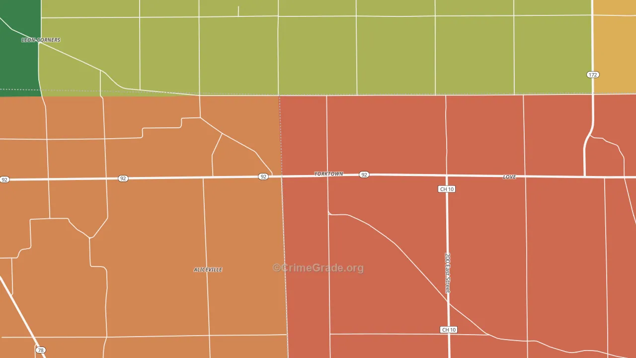 Yorktown, IL Map of Murder Rates