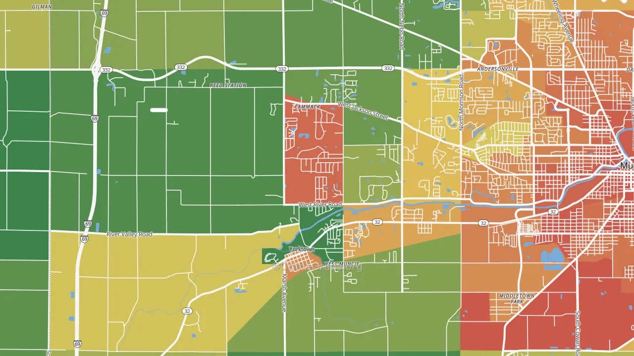 Yorktown, IN Map of Murder Rates