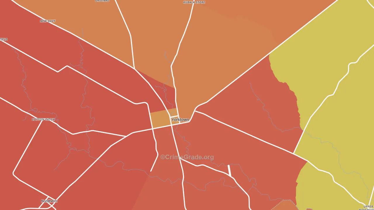 Yorktown, TX Map of Murder Rates