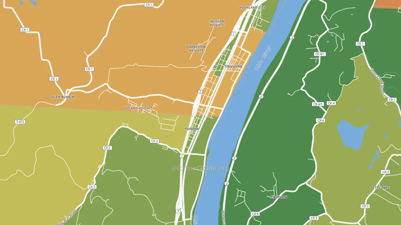 Yorkville, OH Map of Murder Rates
