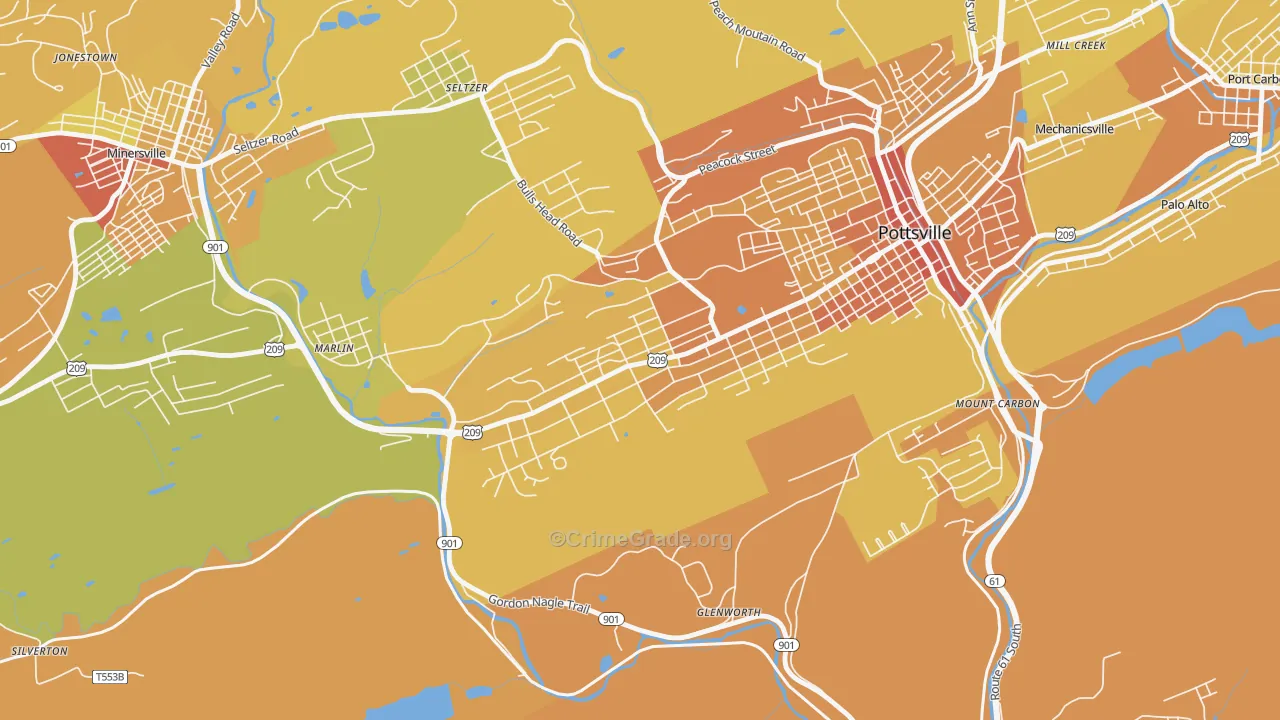 Yorkville, Pottsville, PA Map of Murder Rates