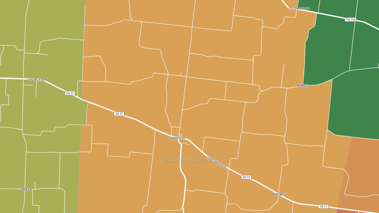 Yorkville, TN Map of Murder Rates