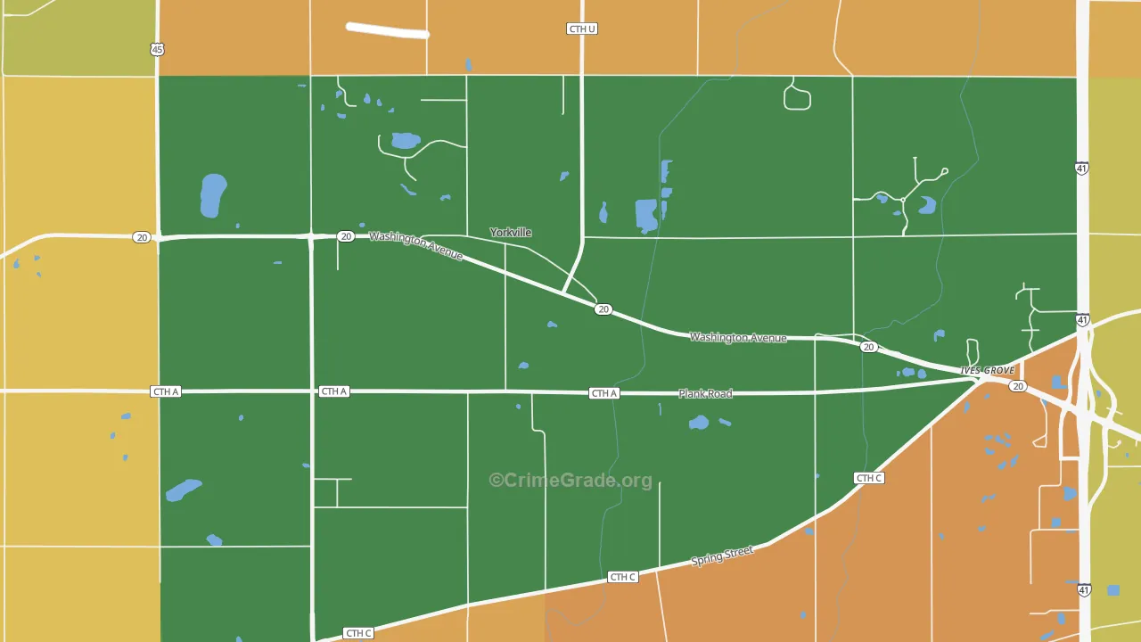Yorkville, WI Map of Murder Rates
