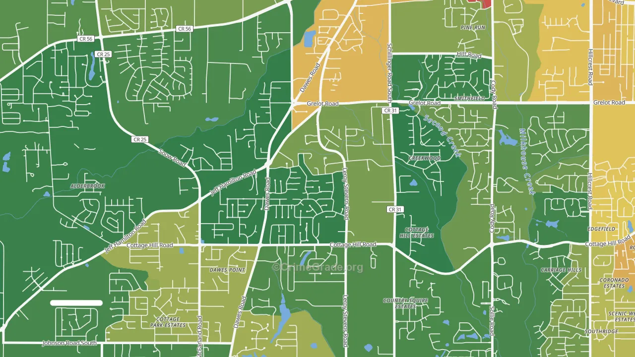 Yorkwood, Mobile, AL Map of Murder Rates