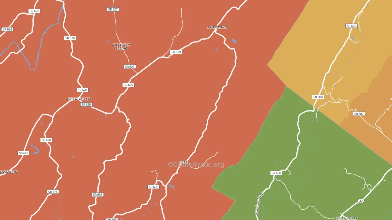 Yost, VA Map of Murder Rates