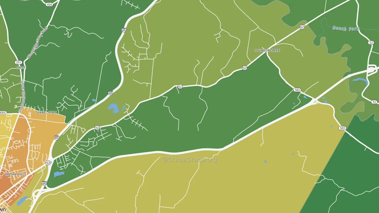 Younger Creek, KY Map of Murder Rates