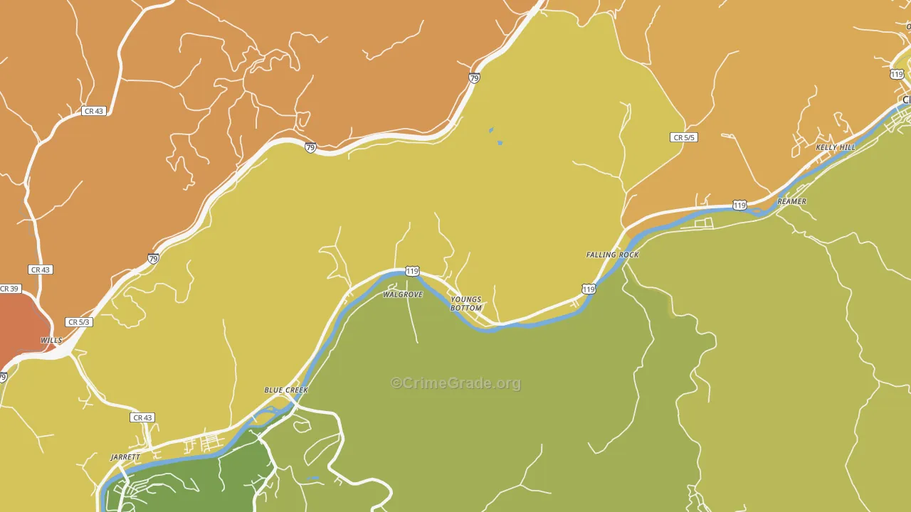 Youngs Bottom, WV Map of Murder Rates
