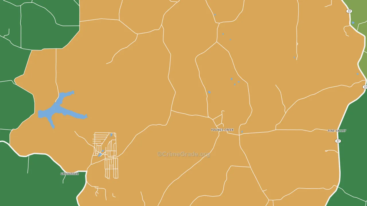 Youngs Creek, IN Map of Murder Rates