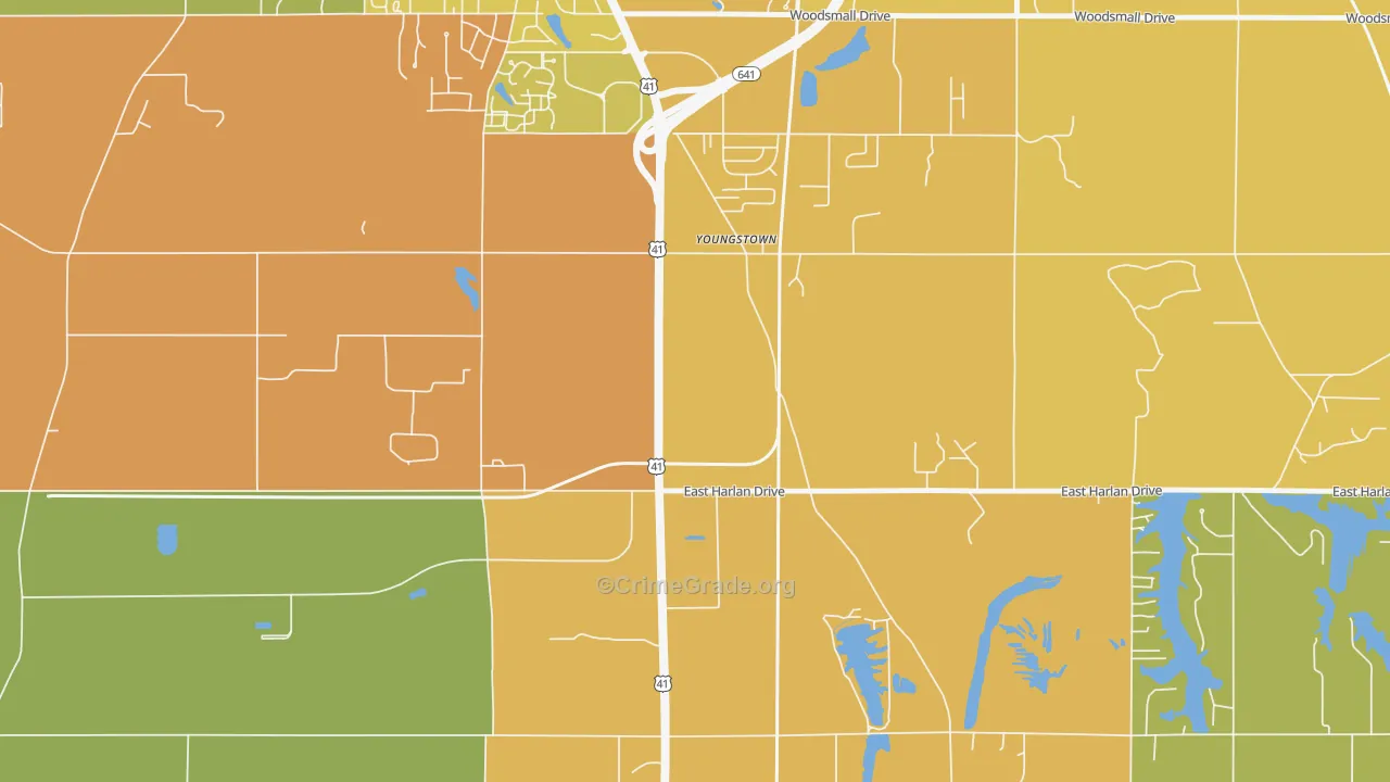 Youngstown, IN Map of Murder Rates