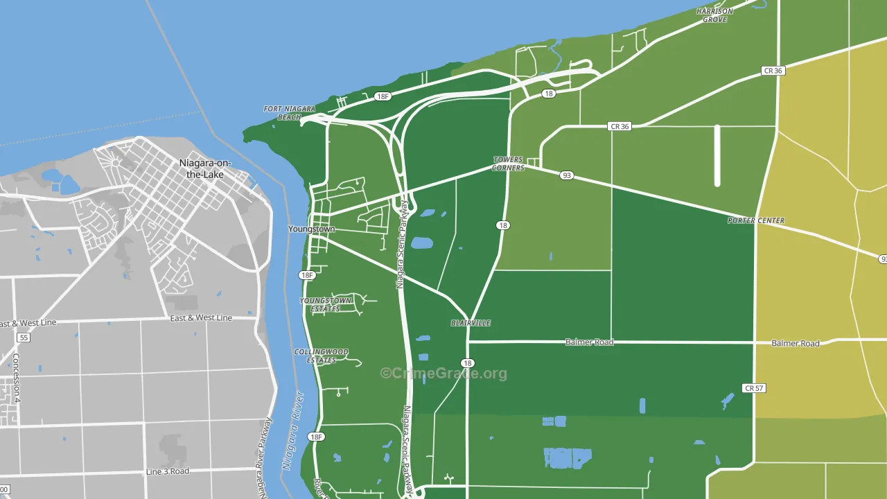 Youngstown, NY Map of Murder Rates