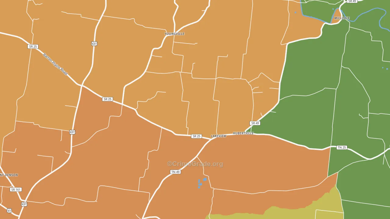Youngville, TN Map of Murder Rates