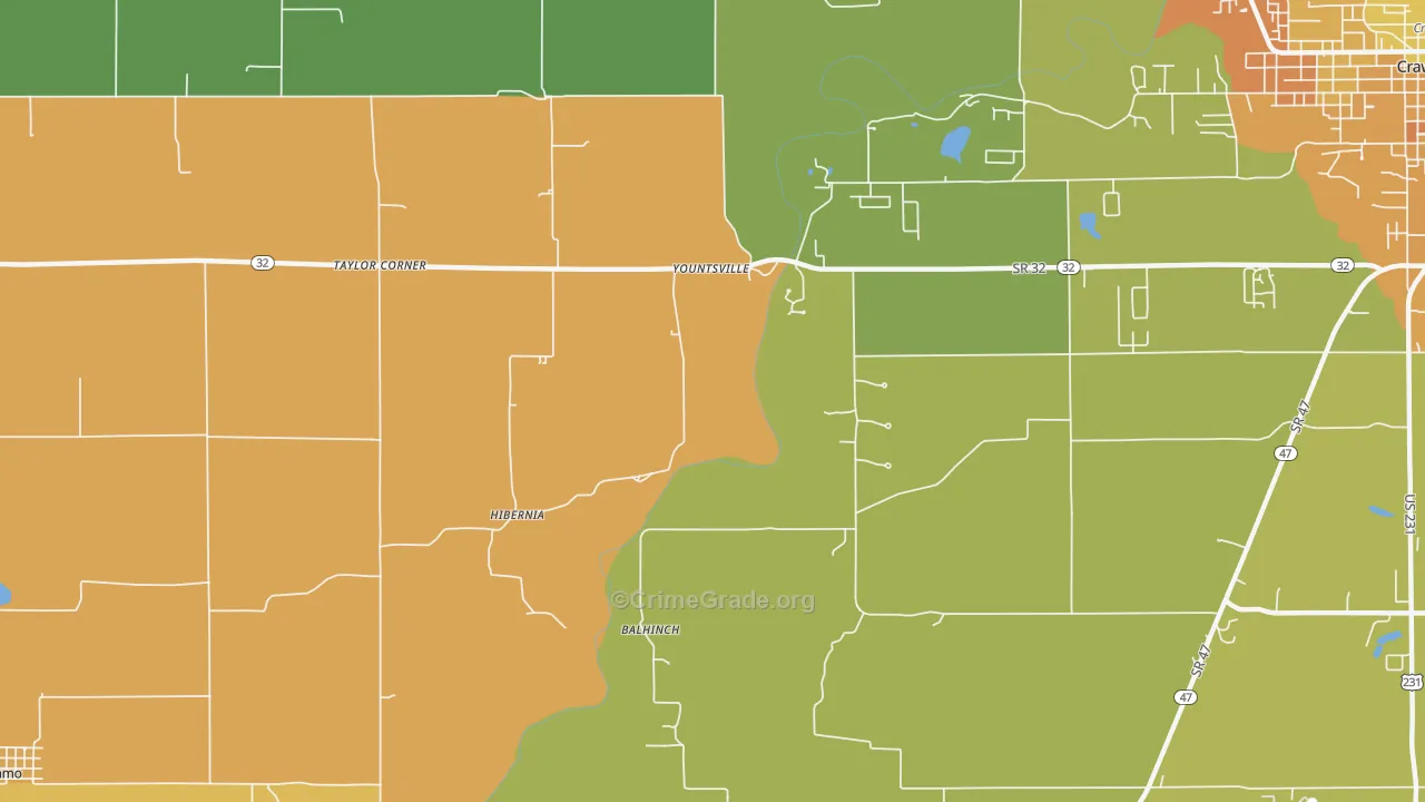 Yountsville, IN Map of Murder Rates