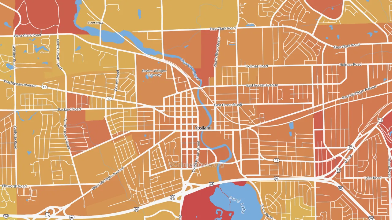 Ypsilanti Historic District, Ypsilanti, MI Map of Murder Rates