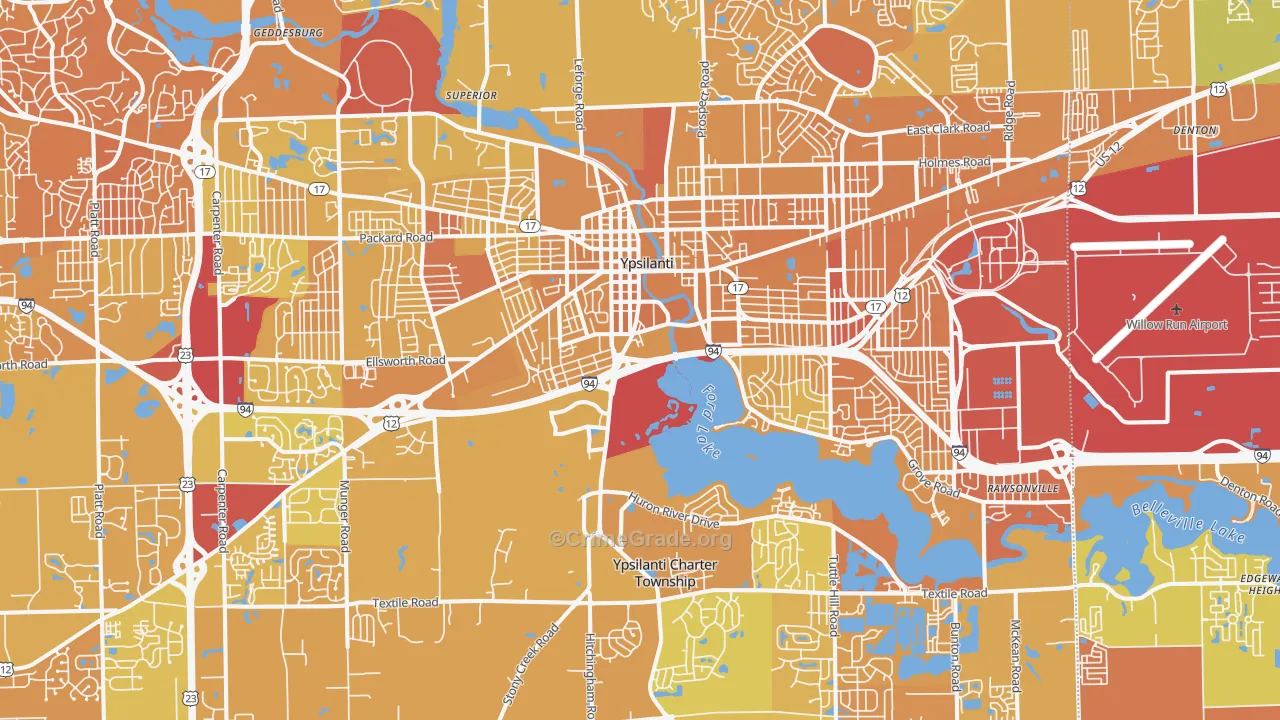 Ypsilanti, MI Map of Murder Rates