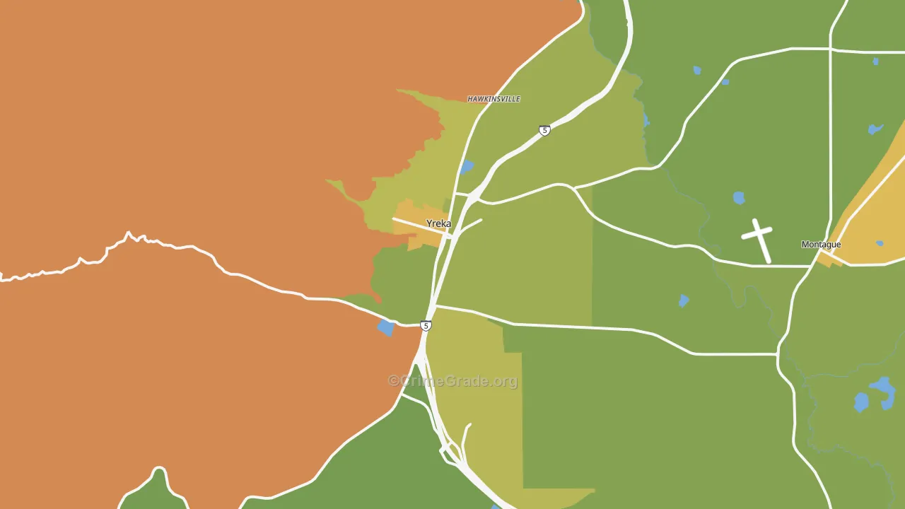 Yreka, CA Map of Murder Rates