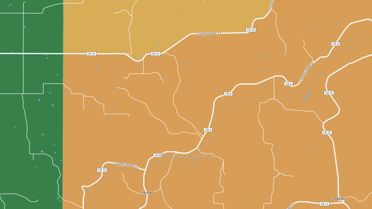 Yucatan, MN Map of Murder Rates